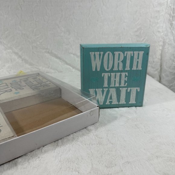Maison Inspirational word quote block set Wall Table Art Baby Boy shower gift - Picture 4 of 6